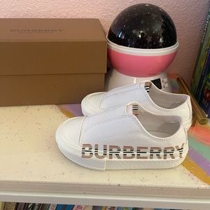 Burberry Mini Larkhall slip-on sneakers. Includes box and dust bag.